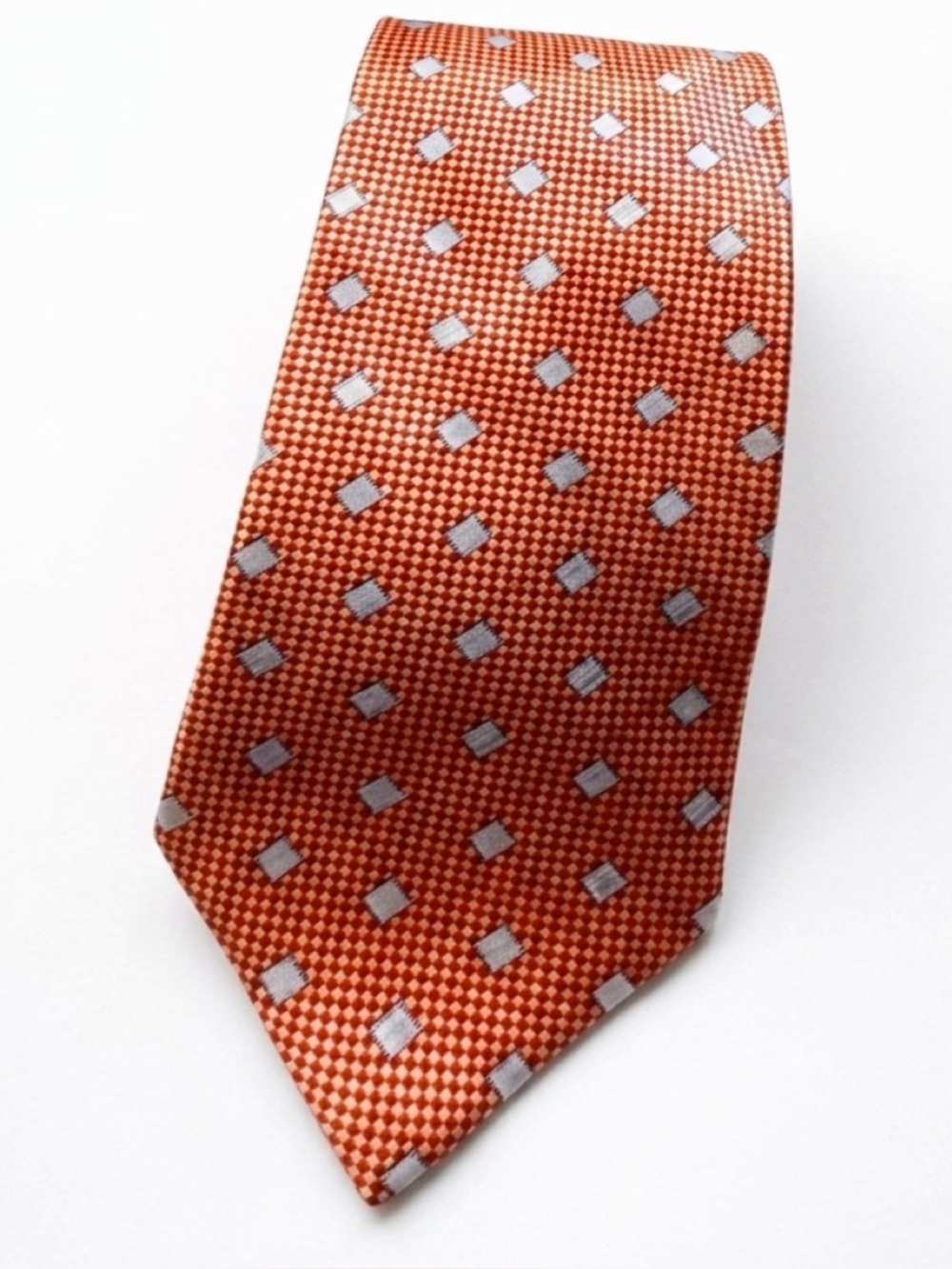 Men's Vintage VALENTINO ITALY 100% Silk Tie Peach Teal Rectangular 3.5" W